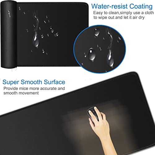 Naukay Large Gaming Mouse Pad, 31.5x15.7 inch Large Extended Computer Keyboard Mouse Mat, Water Resist Non-Slip Mousepad Rubber Base Long XXL Desk Mouse Pad for Work & Gaming, Office & Home, Black - Image 4