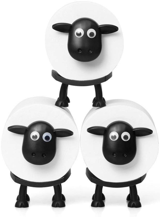 Ru syanl Sheep Toilet Roll Holder - Funny Toilet Paper Holder Free Standing Bathroom Set - 3D Printed Black Sheep Loo Roll Holder - Hilarious Tissue Paper Roll Storage - Cute Bathroom Decor - Set of 3  - Image 1