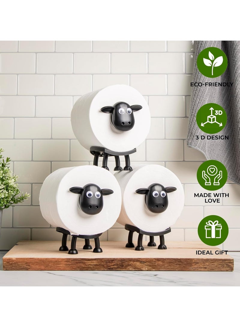 Ru syanl Sheep Toilet Roll Holder - Funny Toilet Paper Holder Free Standing Bathroom Set - 3D Printed Black Sheep Loo Roll Holder - Hilarious Tissue Paper Roll Storage - Cute Bathroom Decor - Set of 3  - Image 4