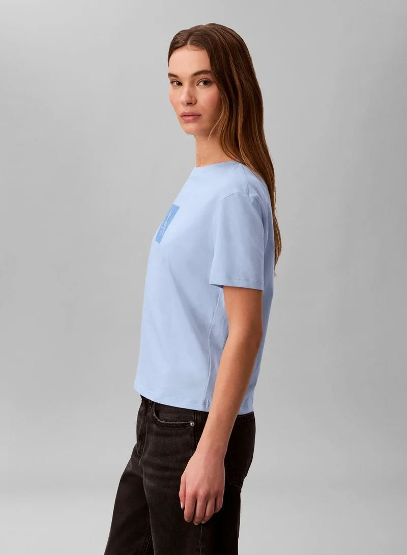 Calvin Klein Jeans Breezy Blue Monogram Graphic T-Shirt for Women | Best Price UAE