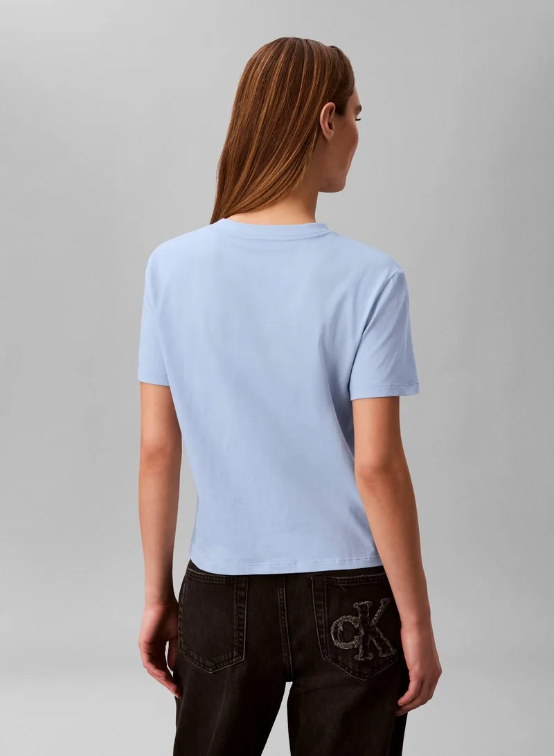 Calvin Klein Jeans Breezy Blue Monogram Graphic T-Shirt for Women | Best Price UAE