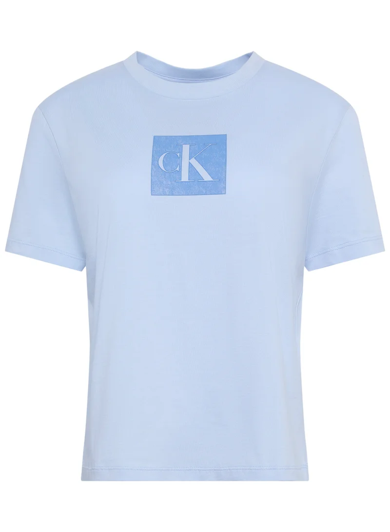 Calvin Klein Jeans Breezy Blue Monogram Graphic T-Shirt for Women | Best Price UAE