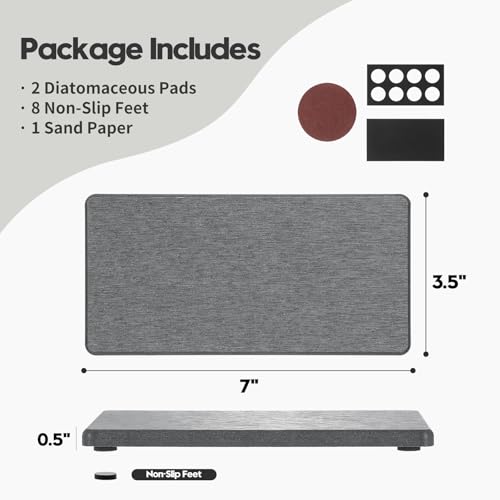 Razborci 3PCS Bathroom Sink Vanity Trays, Quick Stone Drying Mat Dish Soap Dispenser Sponge Holder for Kitchen Counter, Diatomaceous Earth Water Absorbing Caddy Organizer, Beige - Image 4