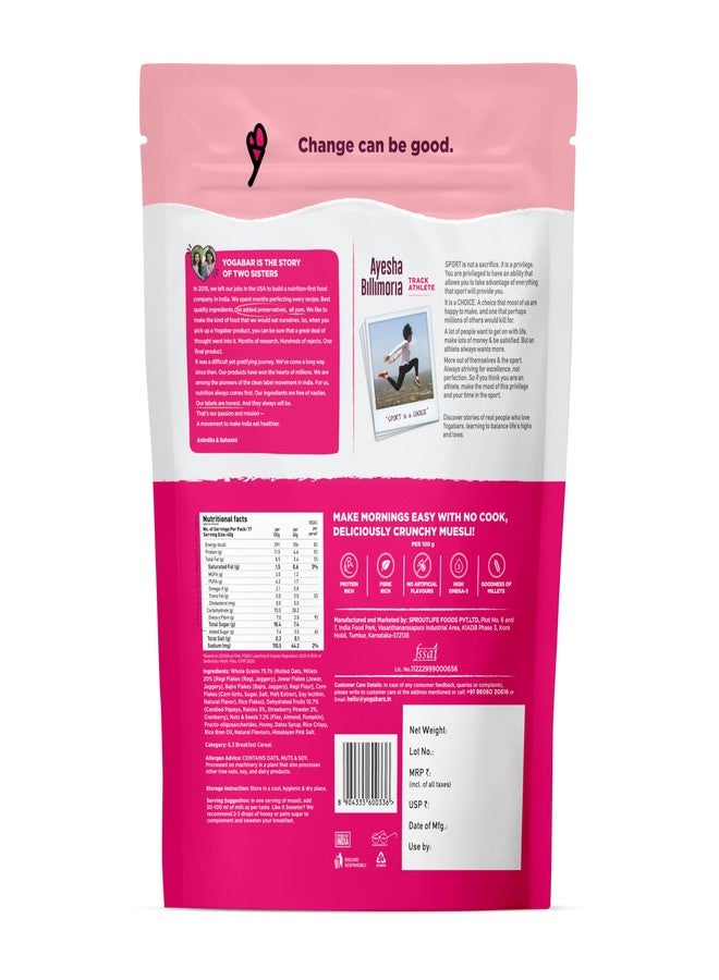 Yogabar Fruit and Nut Muesli 1kg | Muesli with 93% Whole Grains + Dried Fruits+ Nuts and Seeds | Wholegrains, No Added Preservatives - Image 2
