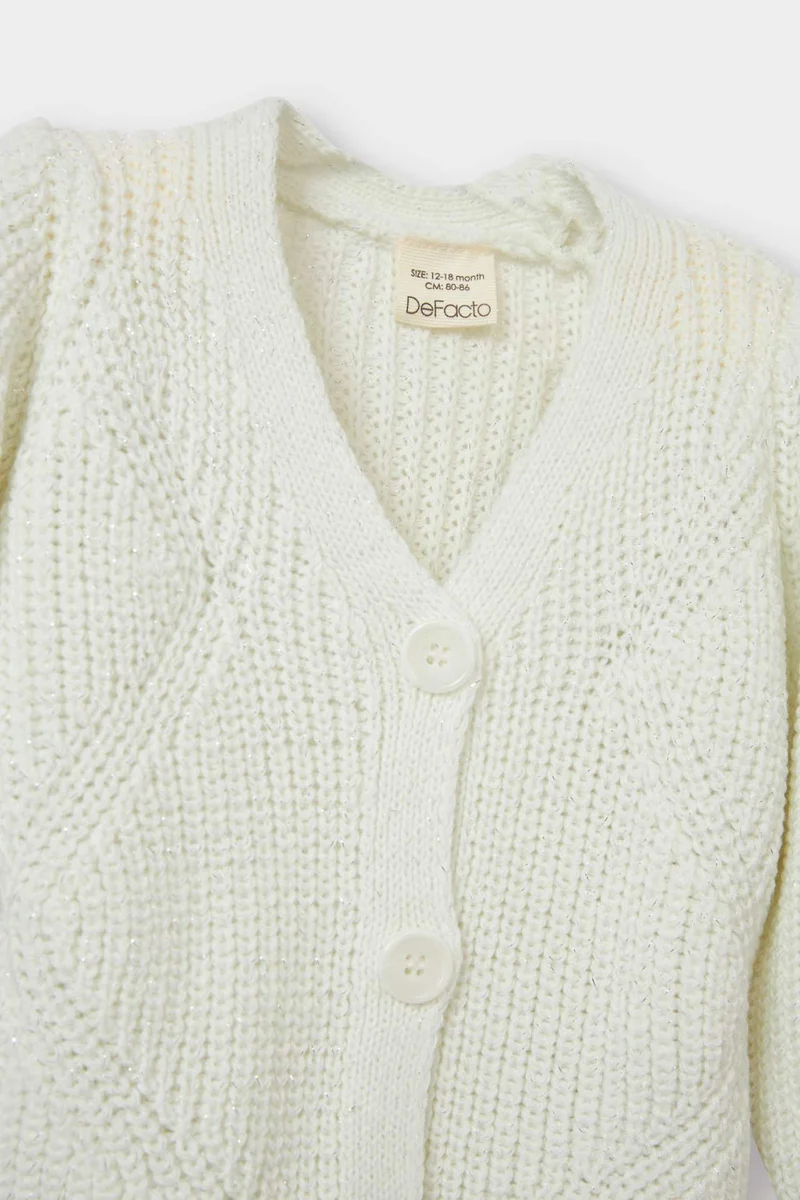 ديفاكتو Baby Girl V-Neck Button Down Cardigan