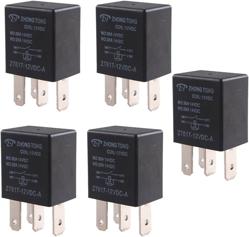 E Support Car Heavy Duty Relay Switch 12V 30A SPST 4Pin Waterproof Electrical Automotive Pack of 5 - Image 1