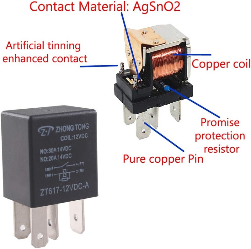 E Support Car Heavy Duty Relay Switch 12V 30A SPST 4Pin Waterproof Electrical Automotive Pack of 5 - Image 4