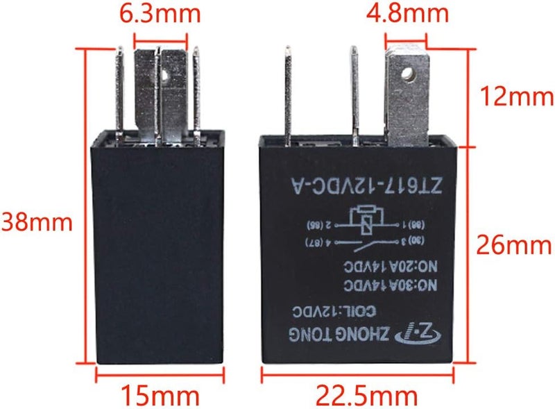 E Support Car Heavy Duty Relay Switch 12V 30A SPST 4Pin Waterproof Electrical Automotive Pack of 5 - Image 2