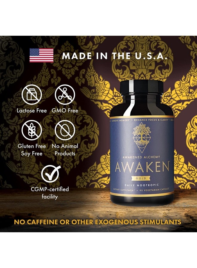 Awakened Alchemy Awaken Gold Premium Nootropic Supplement | Advanced Brain Nutrition | Improve Memory & Learning | Enhance Focus & Clarity | Intensify Drive | 11 Premium Ingredients | 45 Servings  - Image 4