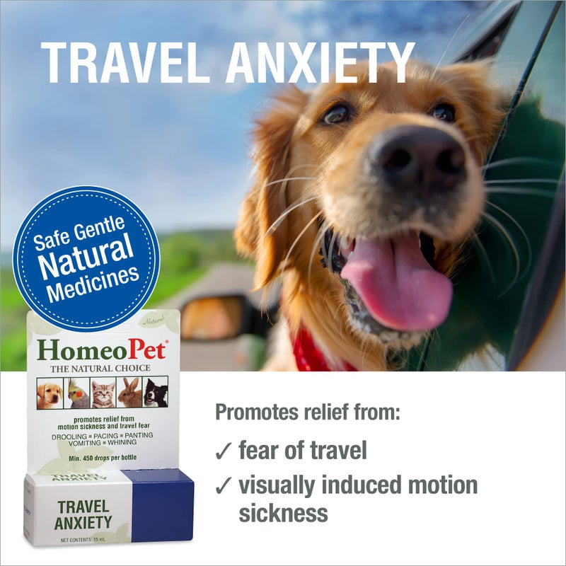 HomeoPet Travel Anxiety Relief, Safe and Natural Pet-Calming Relief Supplement for Cats, Dogs, and Other Small Animals, 15 Milliliters - Image 2