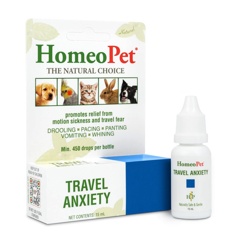 HomeoPet Travel Anxiety Relief, Safe and Natural Pet-Calming Relief Supplement for Cats, Dogs, and Other Small Animals, 15 Milliliters - Image 1