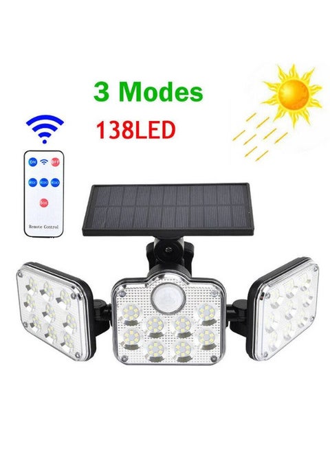 LED Solar Light,Flood Light,138 LED Solar Light Outside with Motion Detector Ip65 Waterproof 270 Lighting Angle Solar Wall Light for Garden