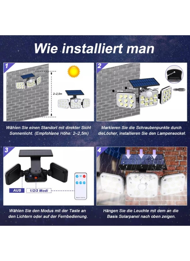Generic - LED Solar Light,Flood Light,138 LED Solar Light Outside with Motion Detector Ip65 Waterproof 270 Lighting Angle Solar Wall Light for Garden - Image 1