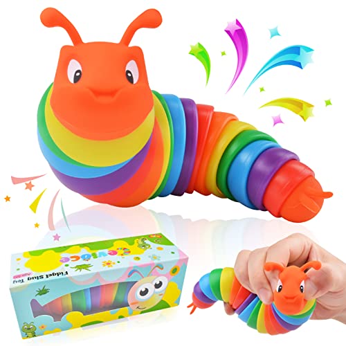 Cevioce Fidget Slug Toy Sensory Slug Fidget Toys for Kids Adults 1 PC Autism Sensory Toys for Children Toddlers Toddler Toys 3 Year Old Easter Basket Stuffers Gifts for Kids Boys Girls F - Image 1