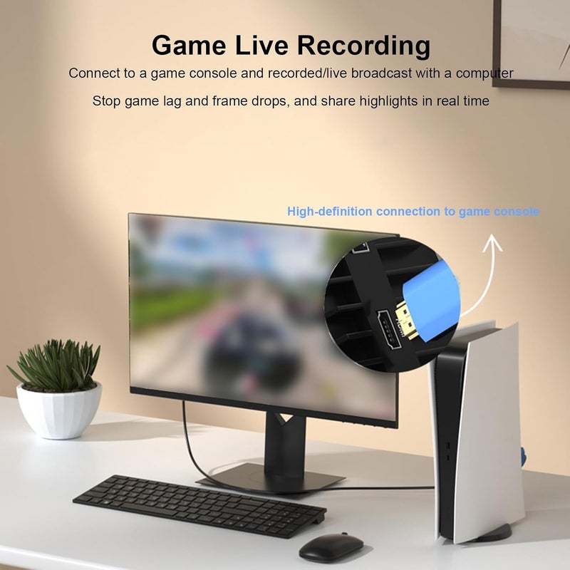Yunseity HDMI to USB 3.0 Type C Video Capture Card, 4K 1080P Full HD Capture Card with Ultra Low Latency for Streaming Gaming Video Conference Live Broadcasting Teaching Recording - Image 3