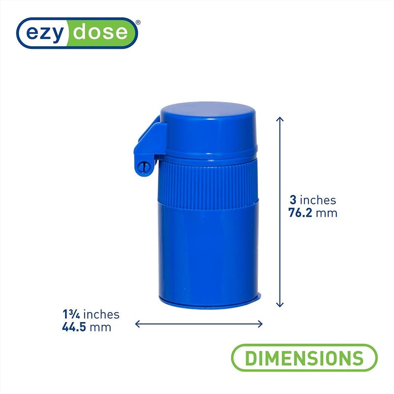 EZY DOSE 3 Compartment Pill Crusher, Cutter and Grinder, Daily Usage, Safely Cut Pills, Vitamins, Tablets, Accurate and Easy Cutting, Stainless Steel Blade, Removable Drinking Cup, Blue, BPA Free - Image 2