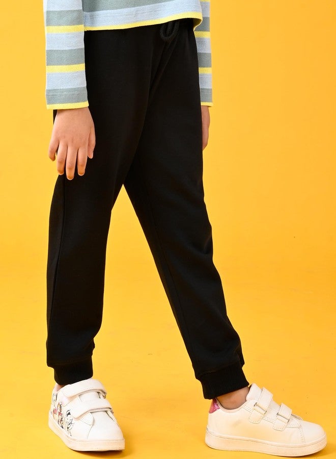 ANTHRILO Girl's Fleece Regular Fit Trackpant and Joggers with Waisted Elastic for Casual Wear | Black Heart Warm Fleece Girls Jogger - Black 2-3 Years - Image 2