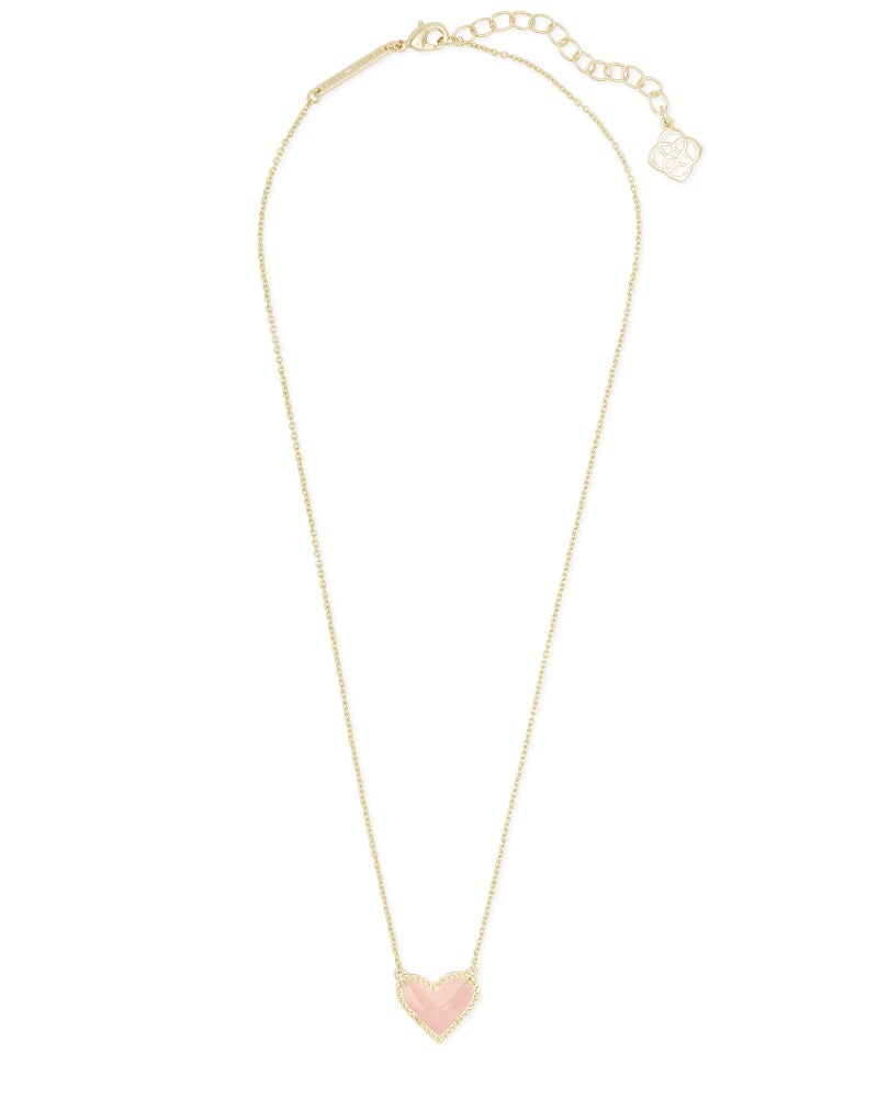 Kendra Scott Ari Heart Short Pendant Necklace in 14k Gold-Plated Brass, Rose Quartz, Fashion Jewelry for Women - Image 2
