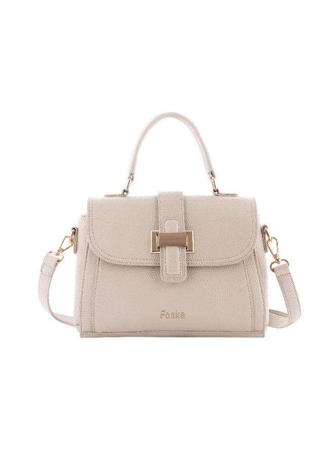 فوسكا Here’s the translation of the product name into Arabic:  **حقيبة يد فوسكا للسيدات - بيج فاتح - حقيبة متعددة الاستخدامات للكتف والتعليق - جلد PU فاخر - Image 1