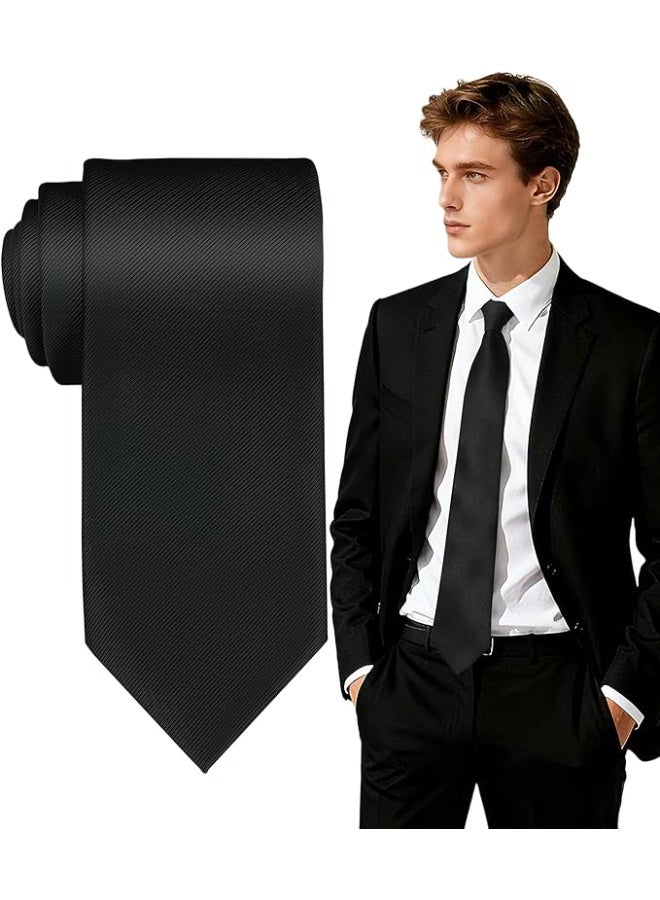 DAILYLIFE Men's Classic Business Necktie - Solid Color Formal Tie for Wedding, Office & Graduation - Wrinkle-Free Polyester Suit Accessory (Black/Navy/Red) - Image 1