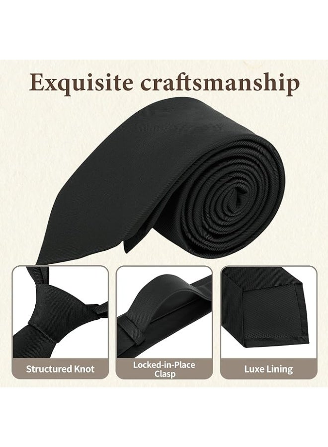 DAILYLIFE Men's Classic Business Necktie - Solid Color Formal Tie for Wedding, Office & Graduation - Wrinkle-Free Polyester Suit Accessory (Black/Navy/Red) - Image 3