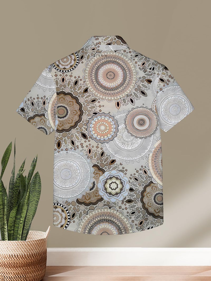 HELLCAT Trendy Regular Fit Printed Causal Half Sleeve Shirt for Boys Grey 9-10 Years - Image 3