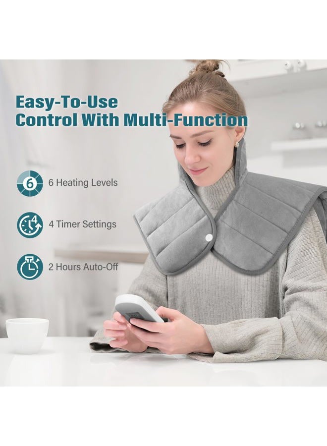 LIPHOME Heating Pad for Neck and Shoulders and Back, Heating Pad for Back Pain Relief and Cramps, Heat Pads for Women, Birthday Mothers Day Gifts for Mom Wife Grandma Her, 6 Heat Settings, 4 Auto-Off, 22"x35" - Image 4
