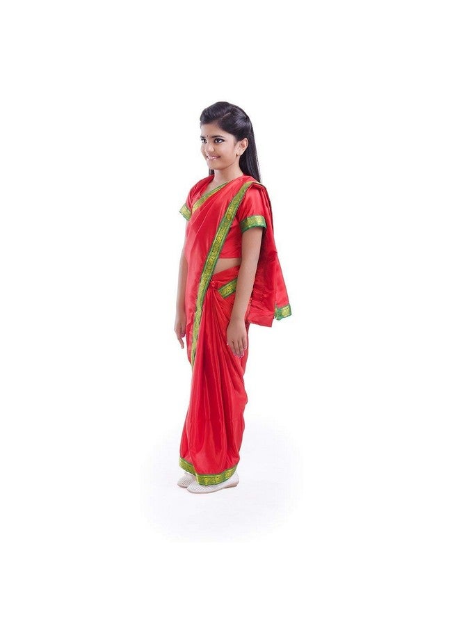 Fancydresswale FancyDressWale school teacher dress for kids (Pre-stitched Red Saree) (4-5 years)  - Image 2