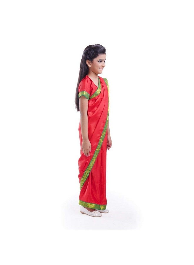 Fancydresswale FancyDressWale school teacher dress for kids (Pre-stitched Red Saree) (4-5 years)  - Image 4