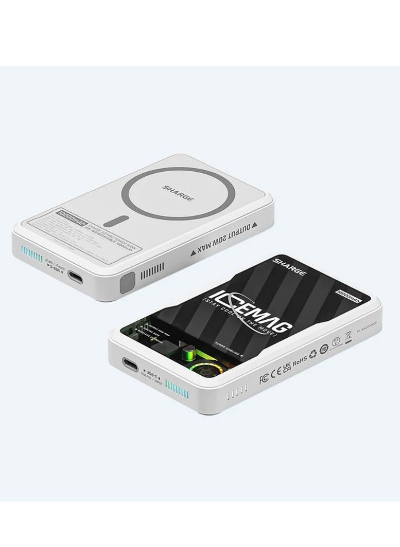 Shargeek - Sharge ICEMAG Magnetic Power Bank, World's First 10000mAh Battery Pack with Active Cooling for MagSafe, Transparent Portable Charger with 20W USB-C Input/Output for iPhone14/13/12 Pro/Pro Max/Mini - Image 1