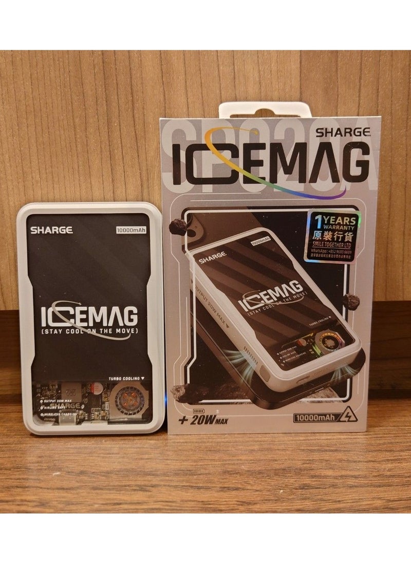 Shargeek - Sharge ICEMAG Magnetic Power Bank, World's First 10000mAh Battery Pack with Active Cooling for MagSafe, Transparent Portable Charger with 20W USB-C Input/Output for iPhone14/13/12 Pro/Pro Max/Mini - Image 1