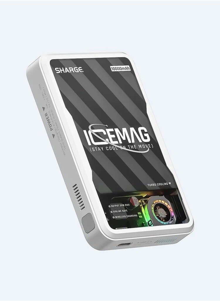 Shargeek - Sharge ICEMAG Magnetic Power Bank, World's First 10000mAh Battery Pack with Active Cooling for MagSafe, Transparent Portable Charger with 20W USB-C Input/Output for iPhone14/13/12 Pro/Pro Max/Mini - Image 1