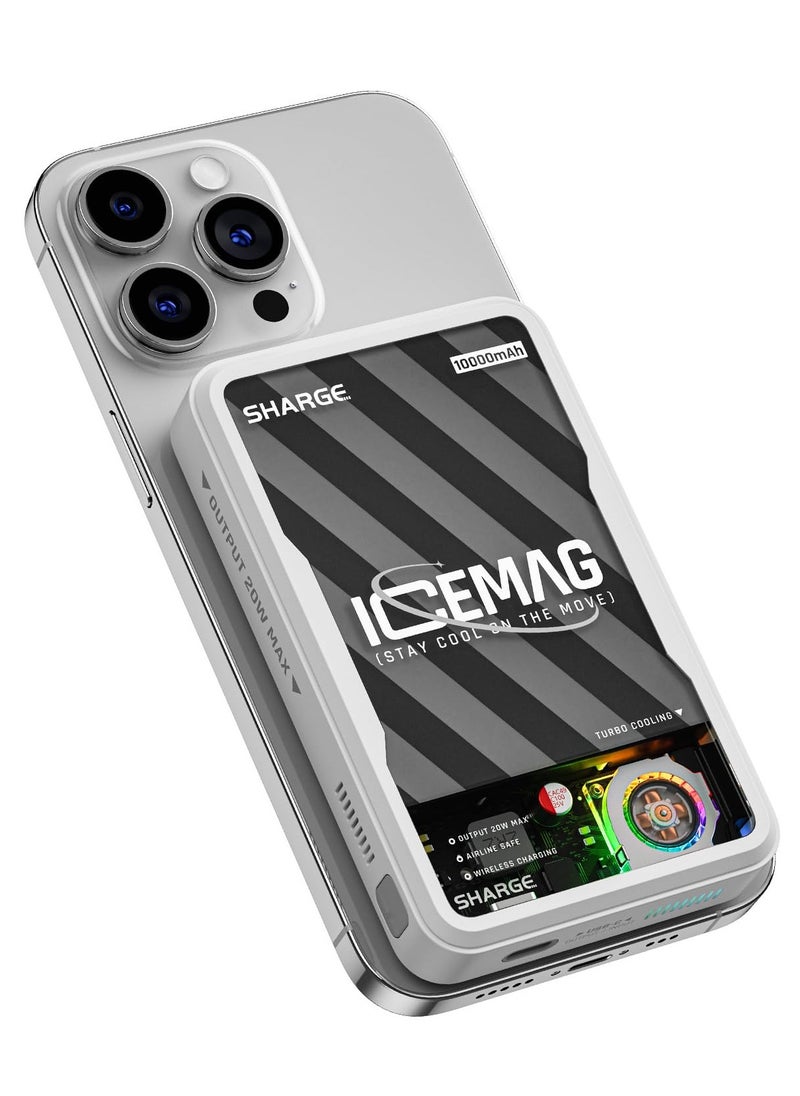 Shargeek - Sharge ICEMAG Magnetic Power Bank, World's First 10000mAh Battery Pack with Active Cooling for MagSafe, Transparent Portable Charger with 20W USB-C Input/Output for iPhone14/13/12 Pro/Pro Max/Mini - Image 1