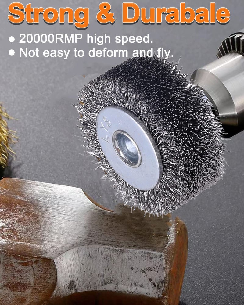 Rocaris 2 Inch Wire Wheel Brush Wire Wheel Brush for Drill Attachment,Rocaris 4 Pack Heavy Duty Wire Brushes Removal Paint Rust & Corrosion, 0.0118" Carbon Steel Wire, 1/4in Shank, 20000RPM - Image 5