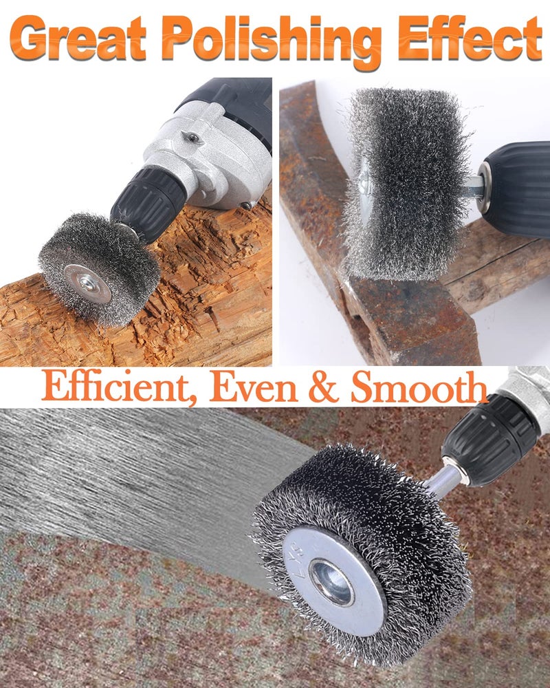 Rocaris 2 Inch Wire Wheel Brush Wire Wheel Brush for Drill Attachment,Rocaris 4 Pack Heavy Duty Wire Brushes Removal Paint Rust & Corrosion, 0.0118" Carbon Steel Wire, 1/4in Shank, 20000RPM - Image 3