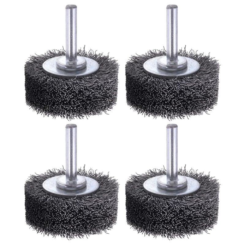 Rocaris 2 Inch Wire Wheel Brush Wire Wheel Brush for Drill Attachment,Rocaris 4 Pack Heavy Duty Wire Brushes Removal Paint Rust & Corrosion, 0.0118" Carbon Steel Wire, 1/4in Shank, 20000RPM - Image 1
