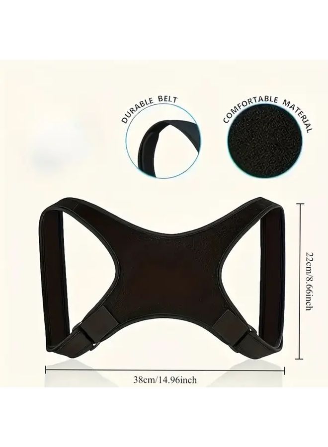 Unisex Adjustable Posture Harness Back Brace Lumbar Support Belt Black One Size - Image 5