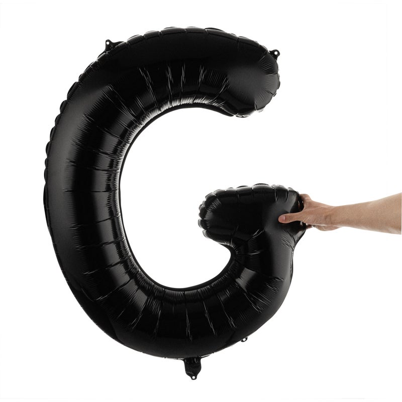 Restaurantware بالون حروف بالونيفاي 40 بوصة، بالون حفل كبير - حرف G، بالون ميرا الأسود ذاتي الإغلاق، حلقة تعليق، زينة لعيد الميلاد، الزفاف، أو التخرج - Image 2