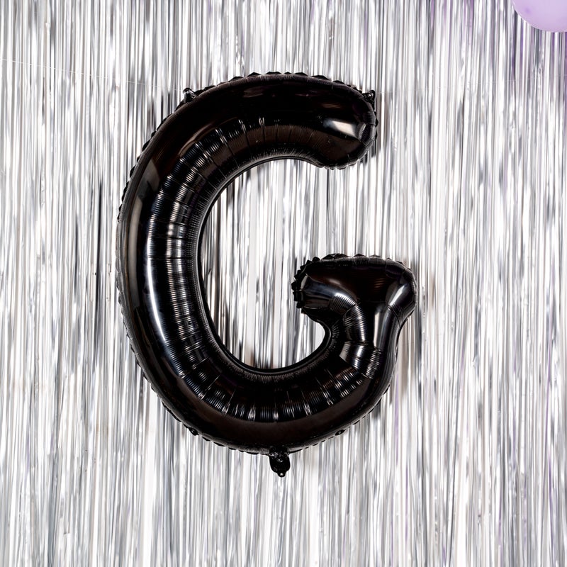 Restaurantware بالون حروف بالونيفاي 40 بوصة، بالون حفل كبير - حرف G، بالون ميرا الأسود ذاتي الإغلاق، حلقة تعليق، زينة لعيد الميلاد، الزفاف، أو التخرج - Image 3