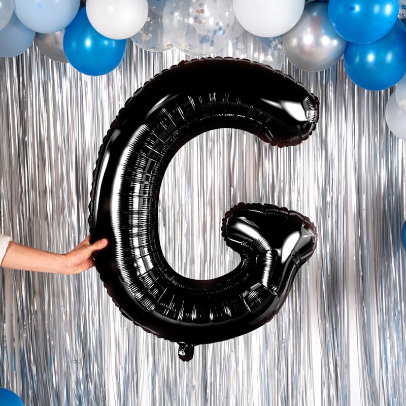 Restaurantware بالون حروف بالونيفاي 40 بوصة، بالون حفل كبير - حرف G، بالون ميرا الأسود ذاتي الإغلاق، حلقة تعليق، زينة لعيد الميلاد، الزفاف، أو التخرج - Image 5