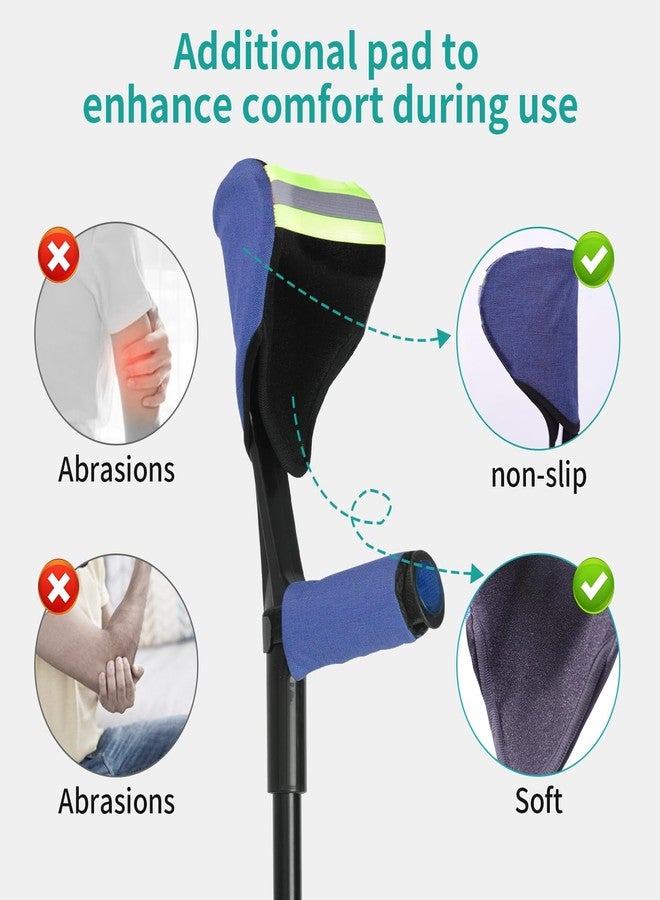 lefeke Forearm Crutches for Adults(1 Pair)， Adjustable Adult Crutches with Cuffs, Elbow Cushion, Grip Cushion（Blue），Aluminum Lightweight Arm Crutches Forearm for Adults，Foldable Crutch for Walking - Image 2