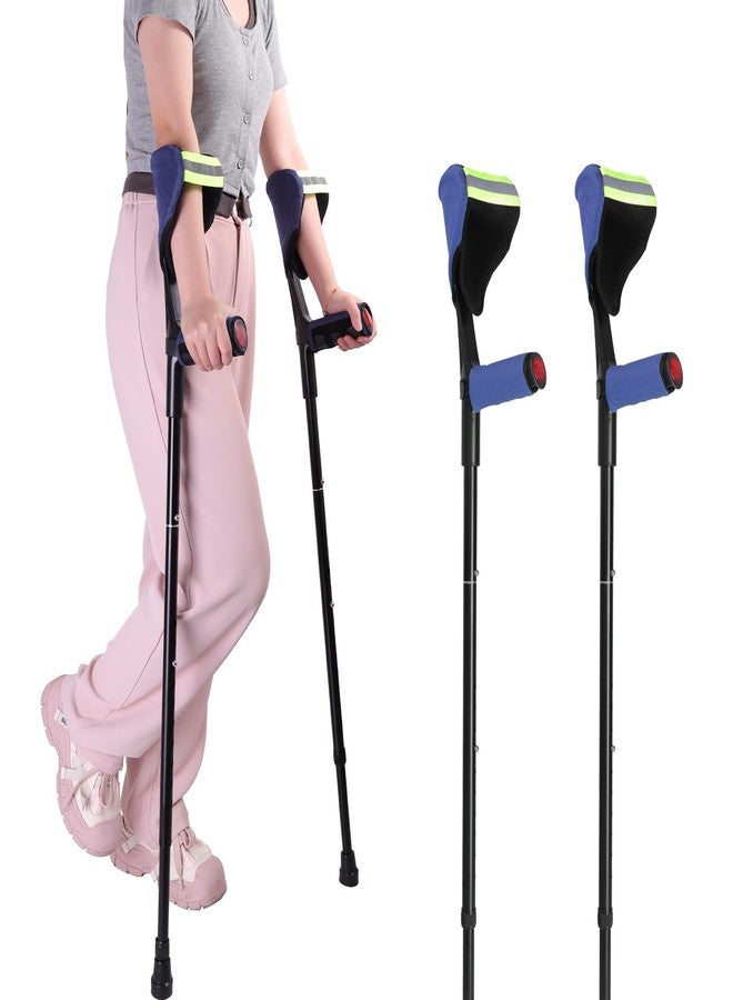 lefeke Forearm Crutches for Adults(1 Pair)， Adjustable Adult Crutches with Cuffs, Elbow Cushion, Grip Cushion（Blue），Aluminum Lightweight Arm Crutches Forearm for Adults，Foldable Crutch for Walking - Image 1