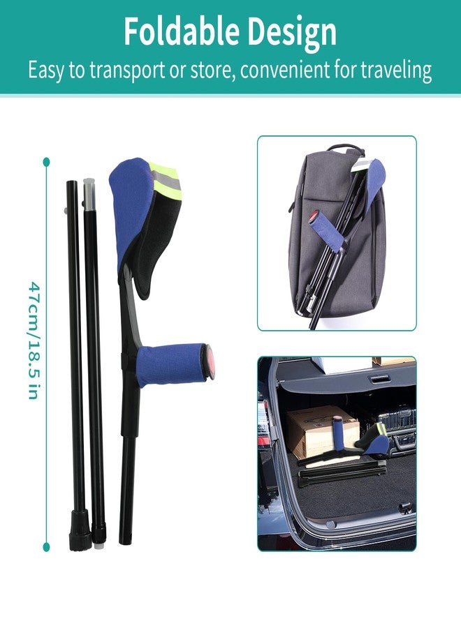 lefeke Forearm Crutches for Adults(1 Pair)， Adjustable Adult Crutches with Cuffs, Elbow Cushion, Grip Cushion（Blue），Aluminum Lightweight Arm Crutches Forearm for Adults，Foldable Crutch for Walking - Image 5
