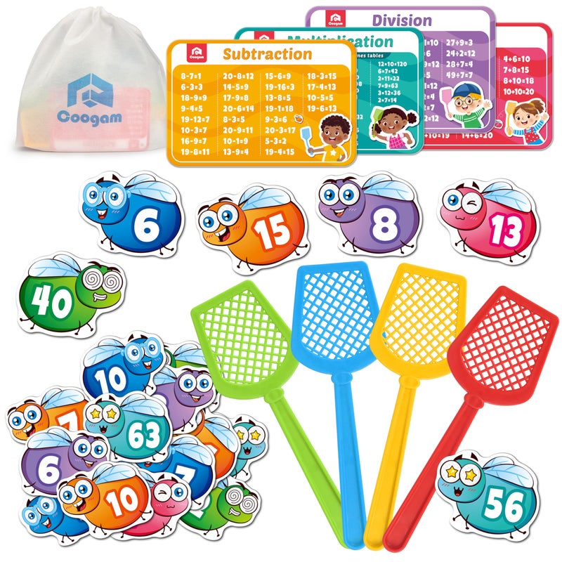 Coogam Math Counting Game Math Manipulative Learning Swat The Fly Cards Practice with Addition Subtraction Multiplication Division 1st 2nd 3rd Grade Educational Toy for Homeschool - Image 2