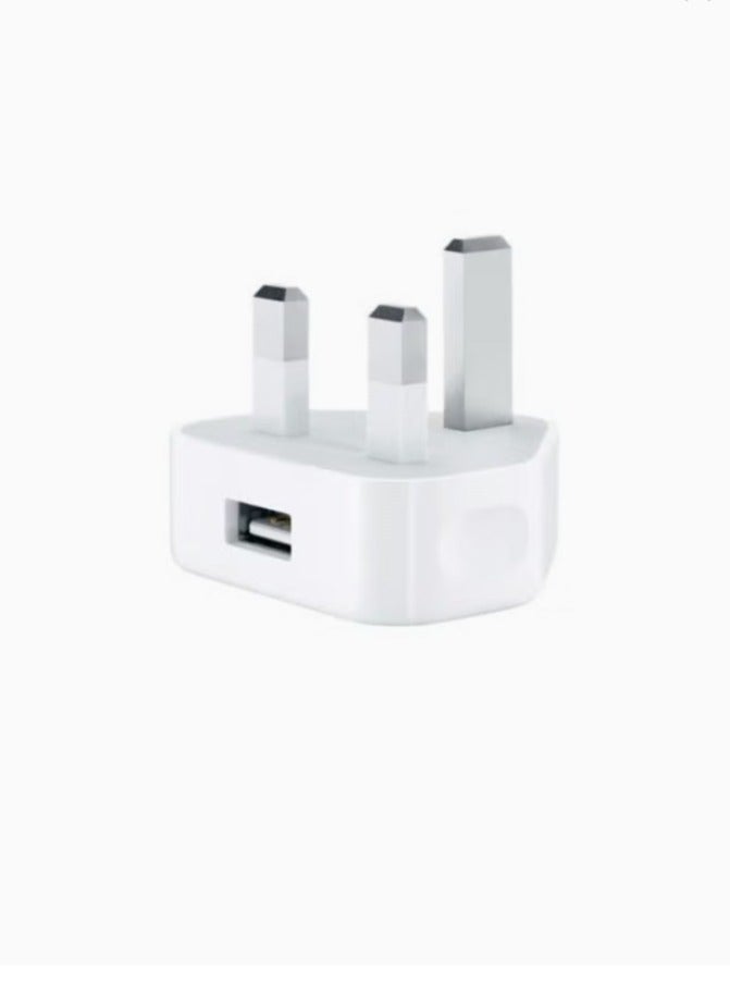 3-PIN USB Power Adapter - UK White - Image 1