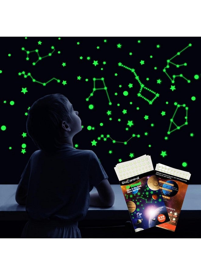 GLOCARNIVAL Realistic Tiny 3D Domed Glow in The Dark Stars, 826pcs Glow Dots and Stars, Adhesive Glow Stars for Kids Bedroom,Luminous Stars Stickers Create a Realistic Starry Sky,Room Decor,Wall Stickers - Image 2