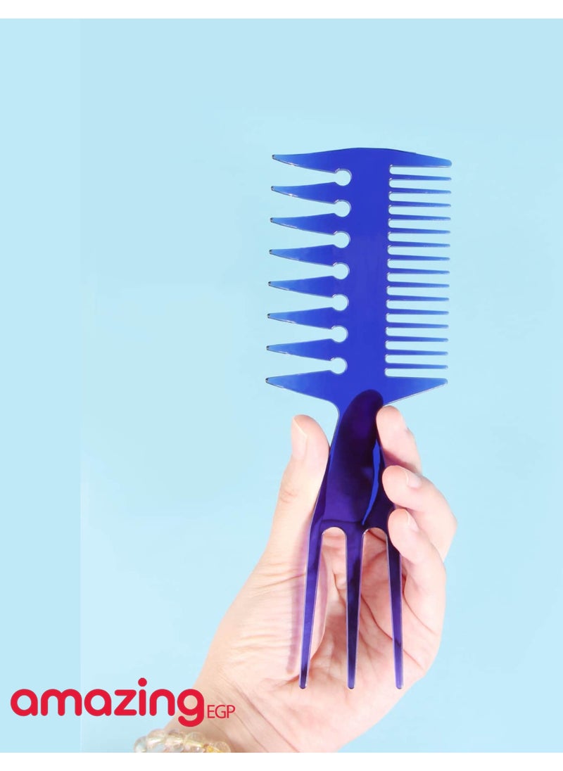 amazing.EGP Hair Comb Styling Set Tail Combs Double Side Brushes Afro Pick Pik Comb African American Hair Brush Barber (BLUE)  - Image 3