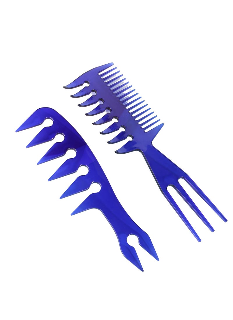 amazing.EGP Hair Comb Styling Set Tail Combs Double Side Brushes Afro Pick Pik Comb African American Hair Brush Barber (BLUE)  - Image 1