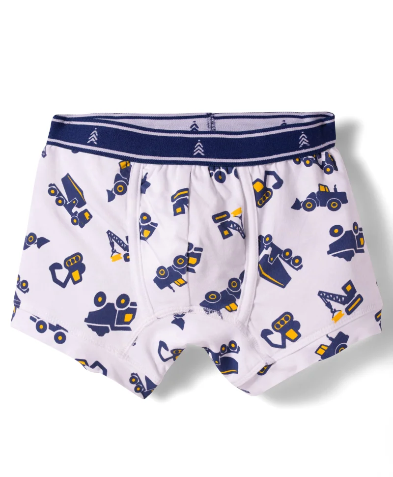 Pine Kids Pine Kids Cotton Elastane Construction Vehicles Printed Trunks Pack Of 3 - ( Colour May Vary )