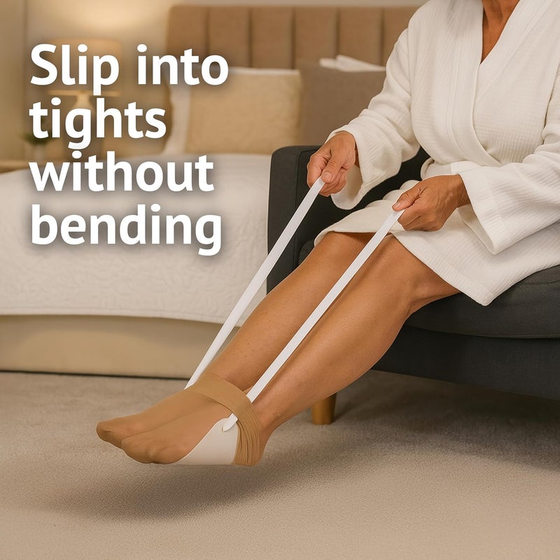 HOMECRAFT Dorking Tights Aid Assistive Dressing Aids for Elderly Disabled Flexible Double Gutter Stocking Aid with Long Cords Aids for Elderly and Disabled Post Surgery Dressing Aid - Image 3
